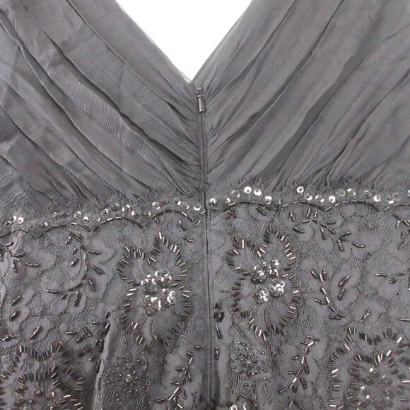 Tadashi Collection Silk Dress 16 Black Beaded Bodycon Elegant Luxury Formal 496 - Picture 6 of 12